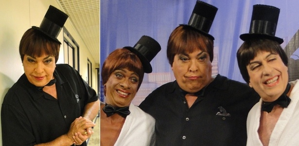 Sidney Magal, Hélio de La Peña e Reinaldo durante gravação do "Casseta & Planeta Vai Fundo" (27/3/12)