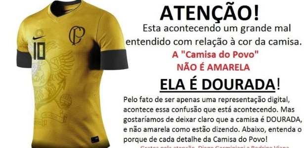 Torcedores apresentaram ideia de um uniforme dourado para o Corinthians