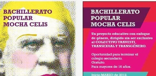 Panfleto da escola argentina Mocha Celis, que é voltada para travestis