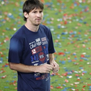 Messi durante festa no estádio Camp Nou
