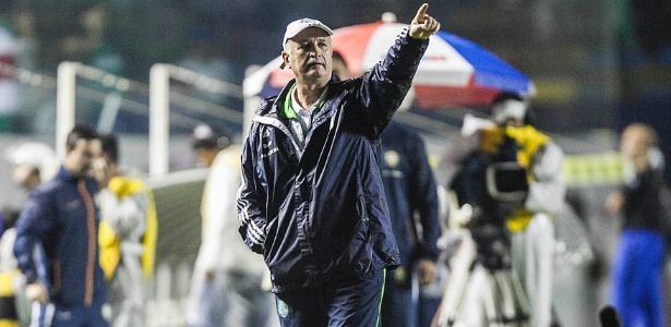 Felipão, técnico do Palmeiras, orienta sua equipe durante partida contra o Grêmio