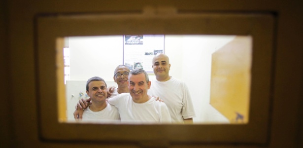 Da esquerda para a direita: Antonio Marcos de Freitas, Venilton Leonardo Vinci , Benedito Paulo Reis e Matheus Henrique Daniel, condenados na penitenciária 1 de Serra Azul (SP)