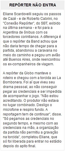 Jornalista da Globo fica sem credencial em La Bombonera e chora na porta do estádio Jornalista da Globo fica sem credencial em La Bombonera e chora na porta do estádio