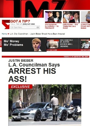 Carro do cantor Justin Bieber é parado por policial em Los Angeles