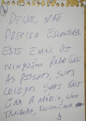 A polícia do Rio Grande do Sul divulgou nesta sexta bilhetes escritos pelo suspeito de matar mulher e filho 