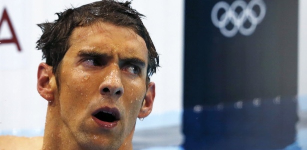 Michael Phelps faz careta ao conferir resultado dos 400 m medley em Londres; ele ficou de fora do pódio