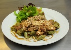Nhoque de Quiabo com Confit de Frango 