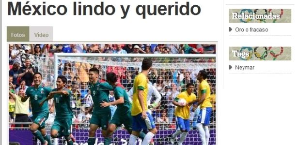 Periódico Olé ironiza derrota da seleção brasileira para o México na final dos Jogos Olímpicos de Londres