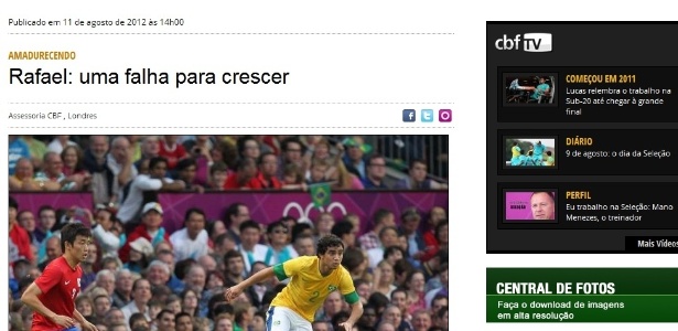Site da CBF publica nota sobre a falha de Rafael no primeiro gol do México na final dos Jogos