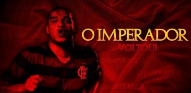 Site do Flamengo criou arte especial para anunciar o retorno do "Imperador" Adriano