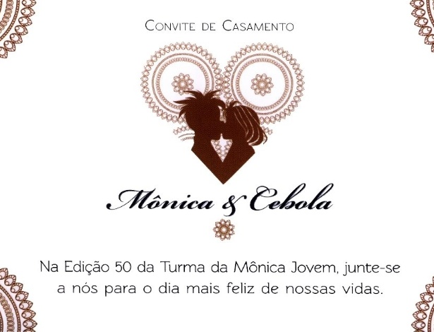 Convite de casamento de Mônica e Cebolinha postado no Facebook