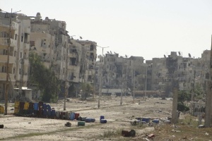 Cenário de destruição em Baidah, na Síria