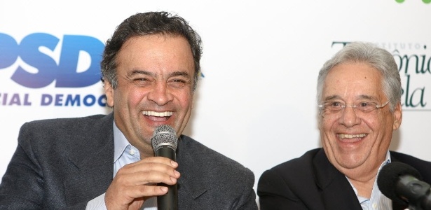 O senador Aécio Neves e o ex-presidente Fernando Henrique Cardoso dão entrevista durante seminário promovido pelo PSDB e o ITV (Instituto Teotônio Vilela)