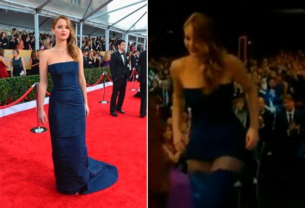 Jan Jennifer Lawrence Posa Com Vestido Azul Marinho Dior