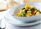 Tagliorini ao Creme de Açafrão com Camarões