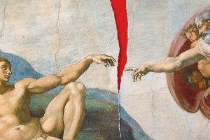 A criação de Adão, de Michelangelo, em montagem da BBC