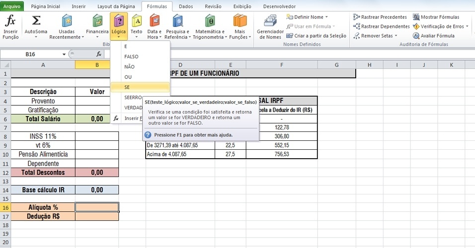 Excel Calcula Dedução De Imposto De Renda No Pagamento De Funcionários Fotos Tecnologia 4024