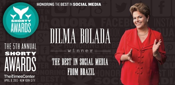 Perfil Dilma Bolada, que faz uma satira da presidente do Brasil, ganha prêmio internacional de melhor uso de redes sociais do Brasil