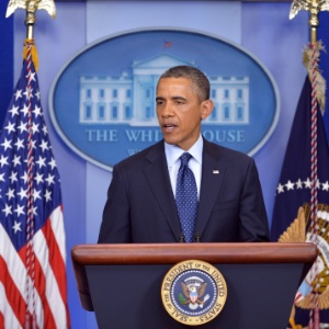 O presidente Barack Obama durante pronunciamento sobre os atentados de Boston, na segunda-feira (15)