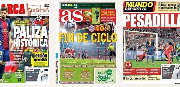Capas de jornais espanhóis citam até "fim de ciclo" para o Barcelona