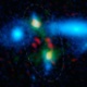 Choque incomum de galáxias produz 2.000 estrelas por ano - ESA/Nasa/JPL-Caltech/UC Irvine/STScI/Keck/NRAO/SAO