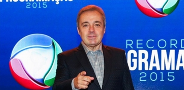 Gugu Liberato durante a apresentação da nova programação da Record em 2015