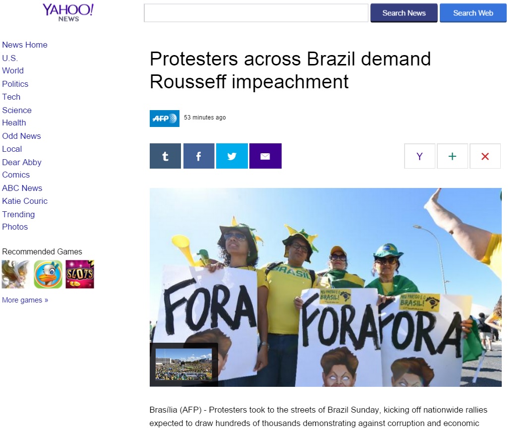 Reportagem da agência France Presse sobre os protestos