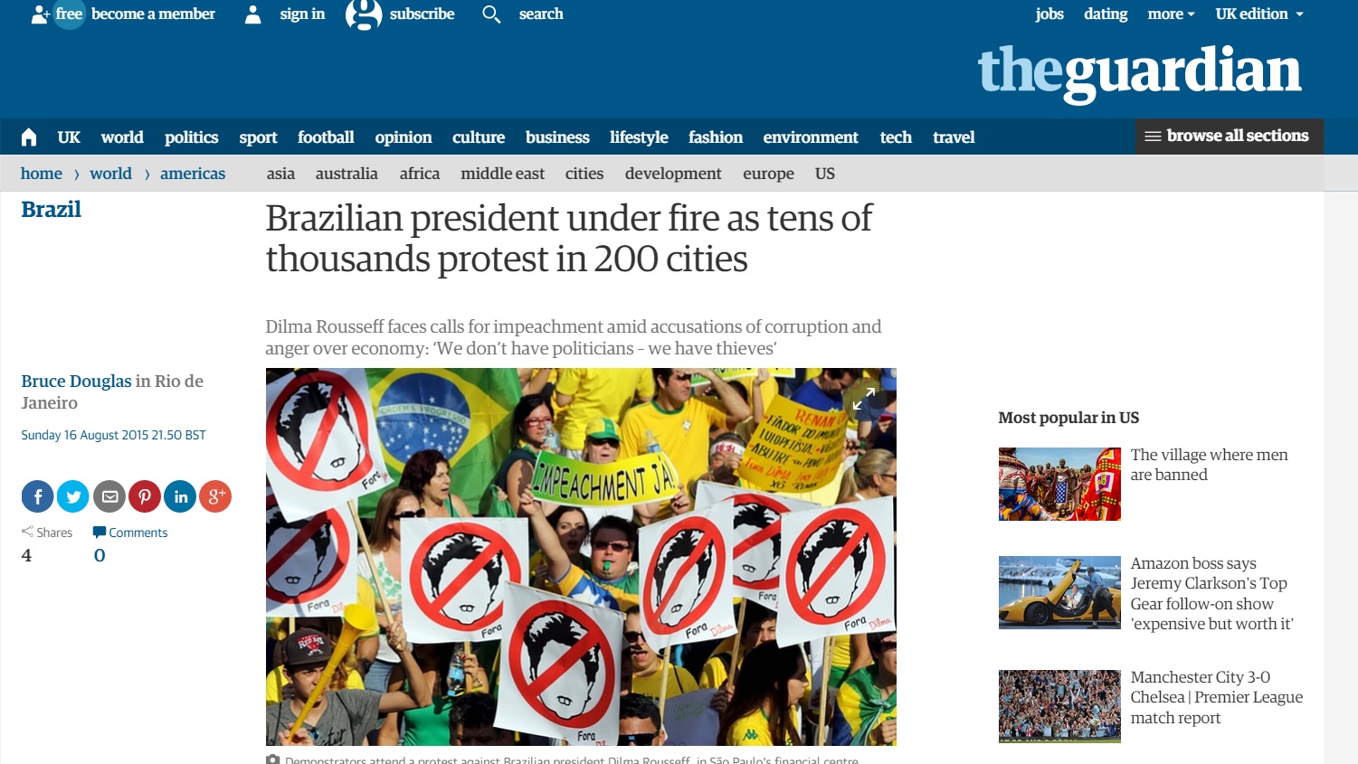 Reportagem do 'Guardian' sobre os protestos