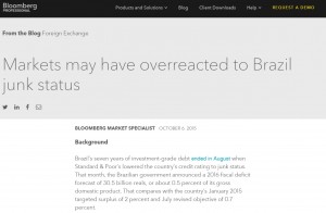 Texto da análise publicada pela 'Bloomberg' indicando que o mercado exagerou no pessimismo em relação ao Brasil