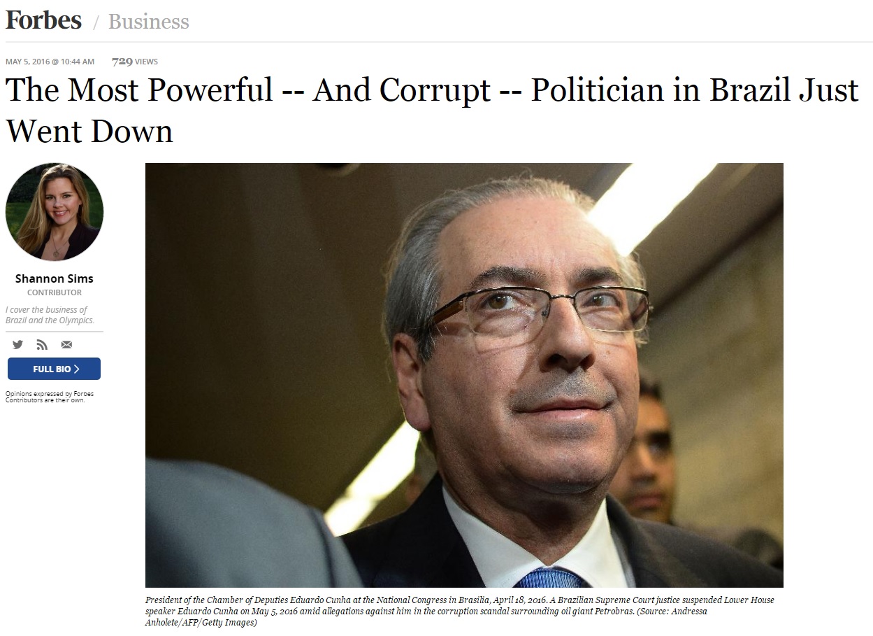 Deu na 'Forbes':  Cai o político mais poderoso e corrupto do Brasil