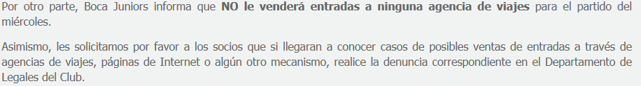 Reprodução do site do Boca