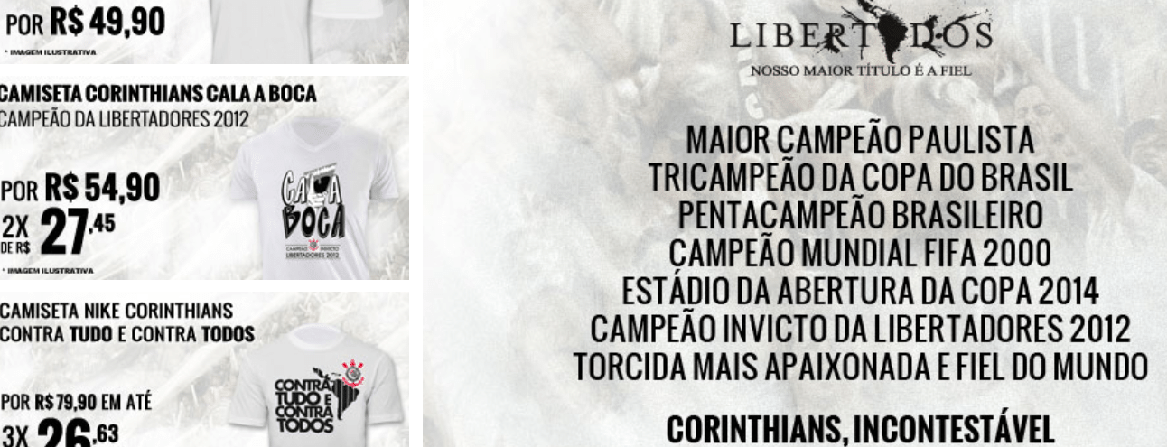 Reprodução site do Corinthians