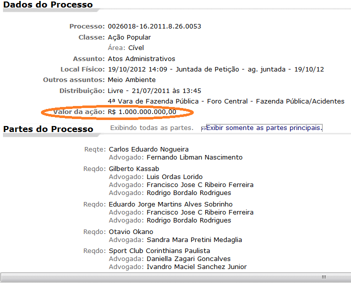 Reprodução do site do Tribunal de Justiça de São Paulo