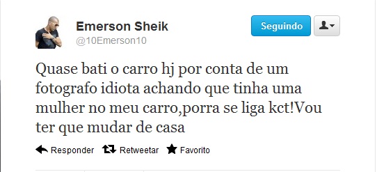 Emerson Sheik reclama no Twitter