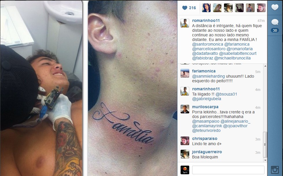 Romarinho e sua tatuagem no pescoço