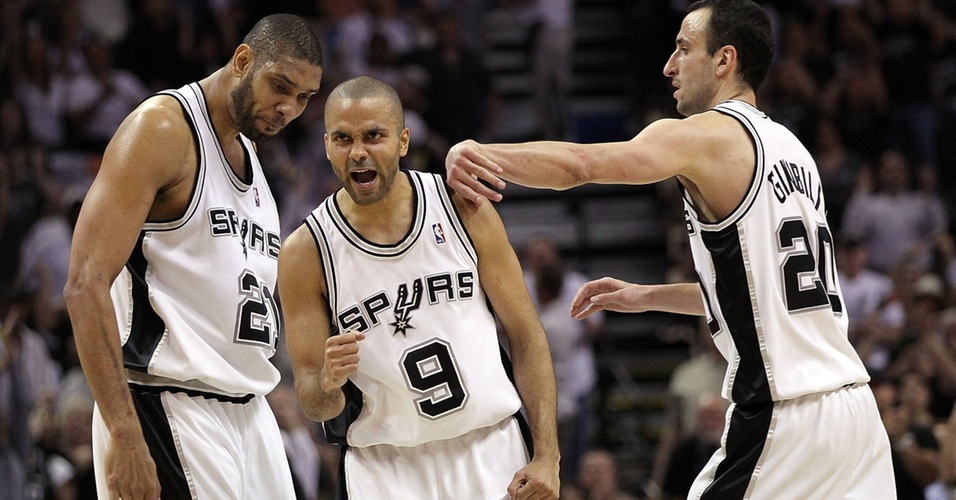 parker-duncan-ginobili-spurs Tony Parker e os velhinhos vibram