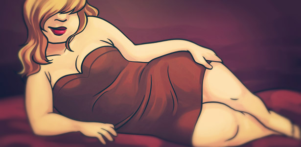 Mulher gordinha deitada