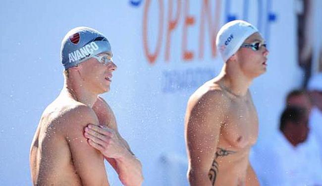 Cesar Cielo e Florent Manaudou no Open do ano passado: o brasileiro venceu naquela ocasião, mas este ano o francês chegou na frente