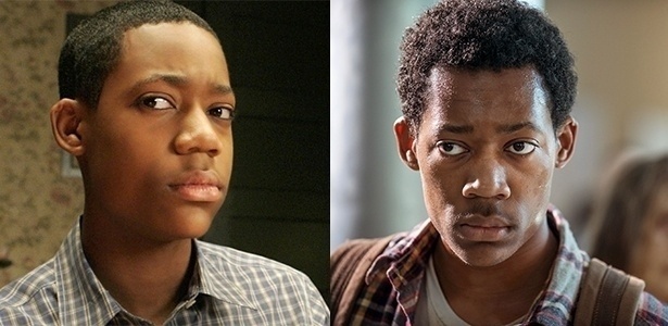 Tyler James Williams em " Todo Mundo Odeia o Chris"(à esquerda) e "The Walking Dead" (à direita)