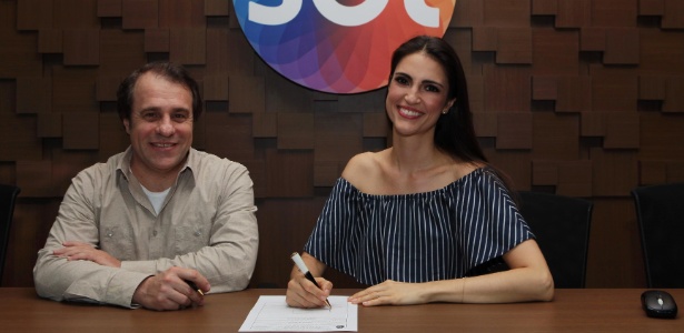 Cauana Fernandes/SBT Diretor do SBT Fernando Pelegio e Chris Flores nesta sexta-feira