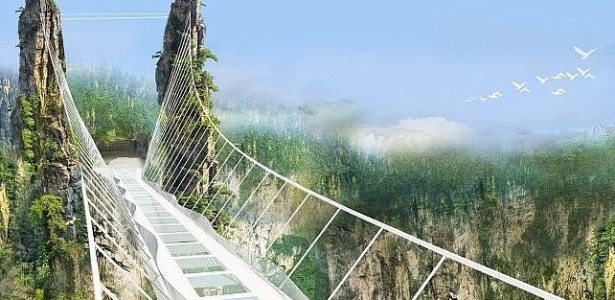 Divulgação/Haim Dotan Architects & Urban Designers Projeção da ponte chinesa, que estará a 300 metros de altura