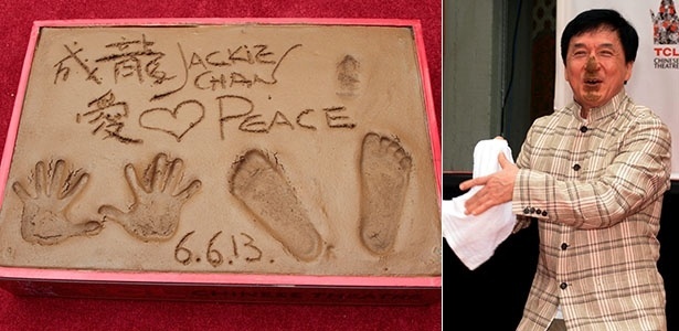 6.jun.2013 - Jackie Chan grava mãos, pés e até nariz em frente ao Teatro Chinês de Hollywood 