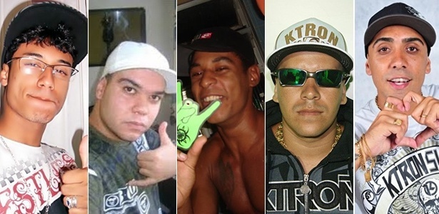 Os funkeiros MC Felipe Boladão, DJ Felipe da Praia Grande, MC Duda do Marapé, MC Primo e MC Careca