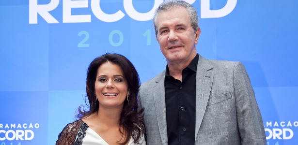 Adriana Araújo e Celso Freitas, apresentadores do "Jornal da Record"