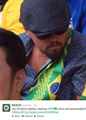 Canal online de esportes posta suposta foto de Leonardo DiCaprio na abertura da Copa do Mundo, em São Paulo