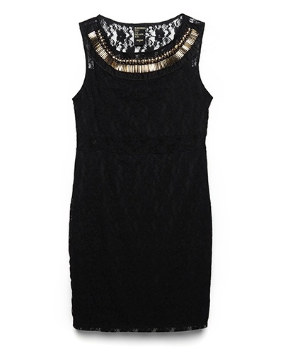 Vestido de renda com decote bordado, da Marisa. PreÃ§o: R 89,90 ...