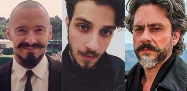 Hugh Jackman, Chay Suede e Alexandre Nero (da esq. para dir.): o bigode de ponta modelada vai sair das telas para a vida real?