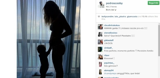 1.mar.2015 - Pedro Scooby, marido de Luana Piovani, posta foto em que sugere que a atriz está grávida. No Twitter, ela confirma "A família cresceu queridos, estou grávida de gêmeos.. agora seremos cinco"