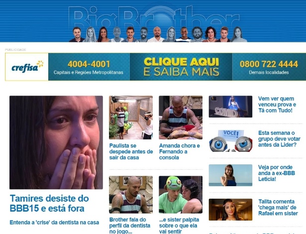 Tamires é "apagada" do site oficial do "BBB15"