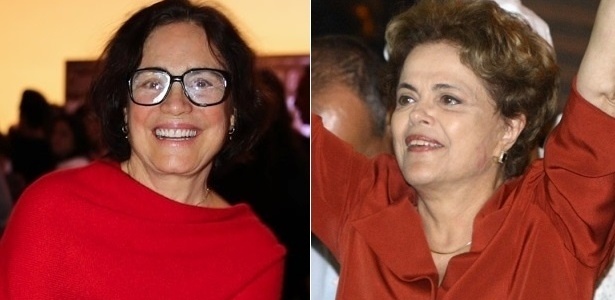 Montagem com a atriz Regina Duarte e a presidente afastada Dilma Rousseff